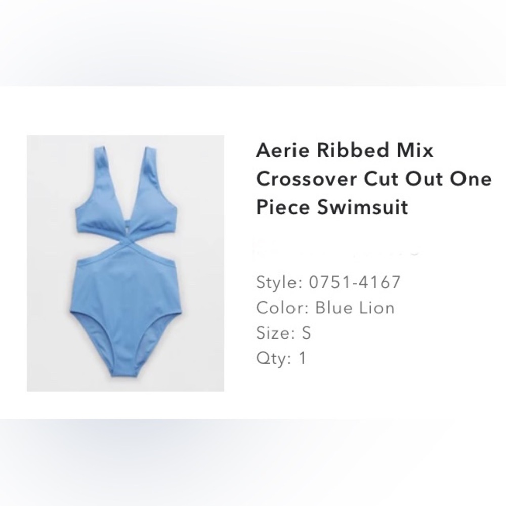 Aerie Ribbed Mix Crossover Cut One Piece Swimsuit